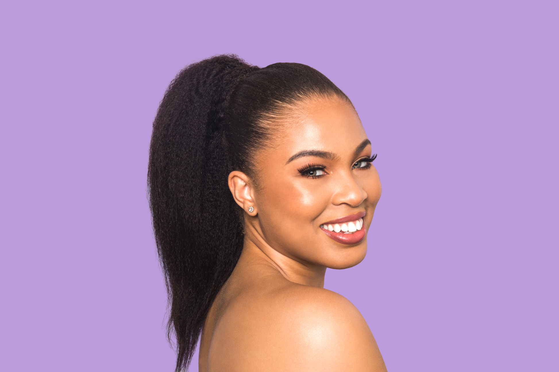 16" kinky straight blowout drawstring ponytail